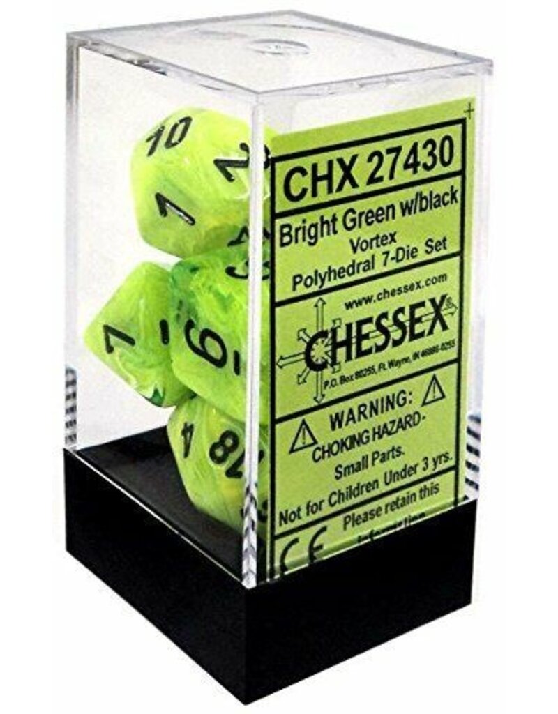 Chessex Chessex: Vortex Bright Green/Black 7-Die Set