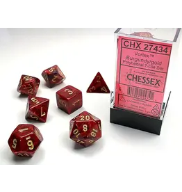 Chessex 7 Die Set - Vortex Burgandy/Gold
