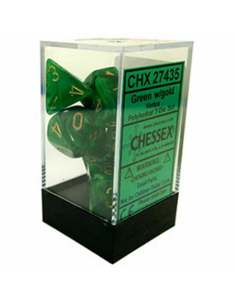 Chessex 7 Die Set - Vortex Green/Gold