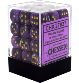 Chessex Chessex: Vortex Purple/Gold 12Mm D6 Dice