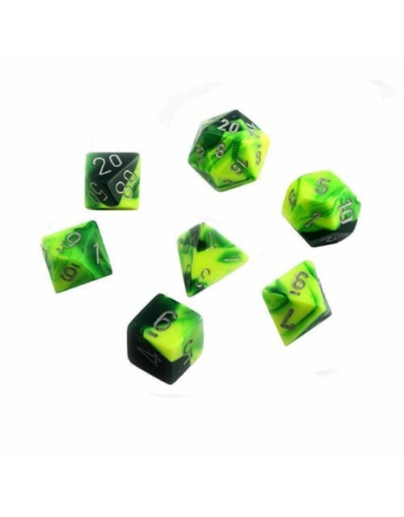 Chessex 7 Die Set - Gemini Green-Yellow/Silver