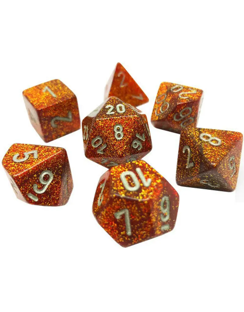 Chessex 7 Die Set - Glitter Gold/Silver