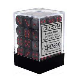 Chessex D6 Block - 12mm - Velvet Black/Red