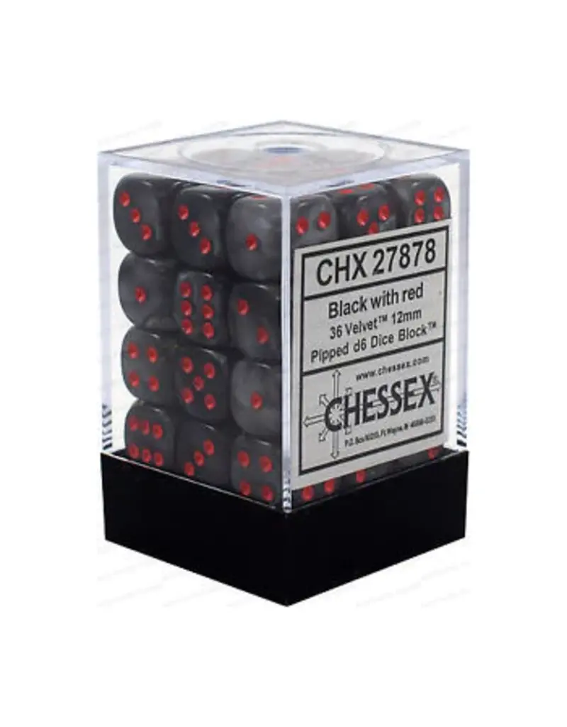 Chessex D6 Block - 12mm - Velvet Black/Red