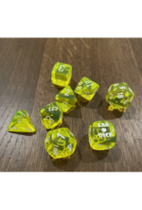 Chessex Translucent  Neon Yellow/White 7-Die Set w/ Bonus Die