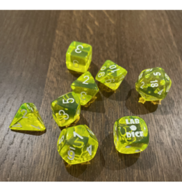 Chessex Translucent  Neon Yellow/White 7-Die Set w/ Bonus Die