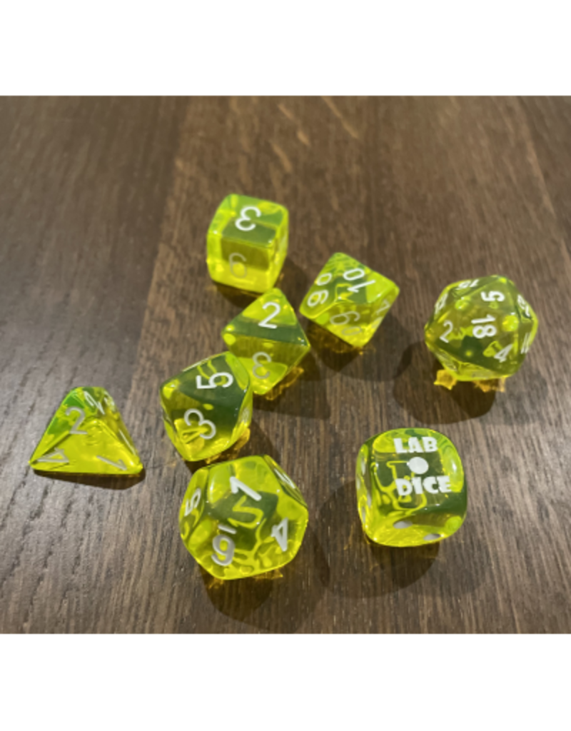 Chessex Translucent  Neon Yellow/White 7-Die Set w/ Bonus Die