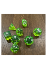 Chessex Translucent Rad Green/White 7-Die Set w/ Bonus Die