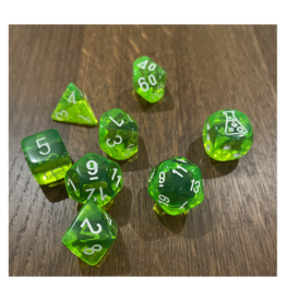 Chessex Translucent Rad Green/White 7-Die Set w/ Bonus Die