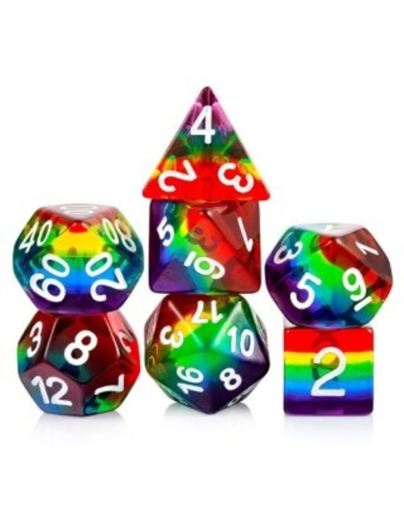 georgetown hobbies Resin Dice Set 7pcs Clear Rainbow