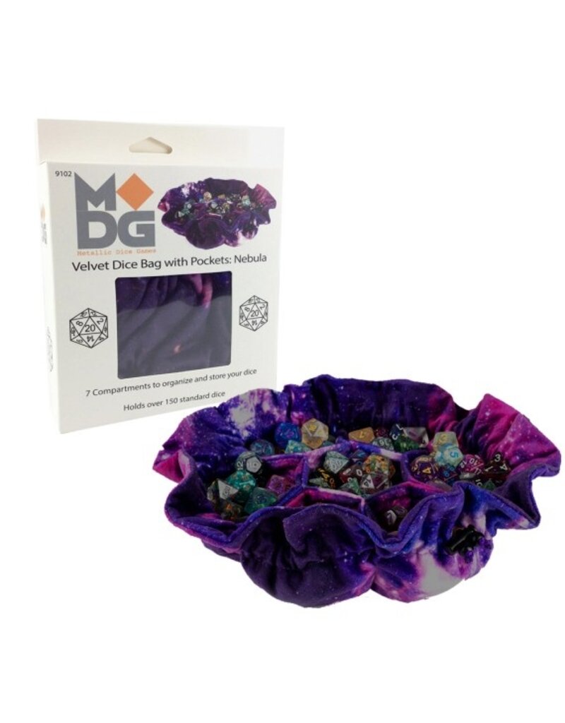 Velvet Compartment Dice Bag with Pockets: Nebula