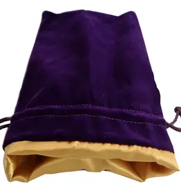 MEDIUM Purple Velvet Dice Bag with Gold Satin Lining