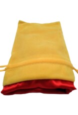 MEDIUM Gold Velvet Dice Bag with Red Satin Lining