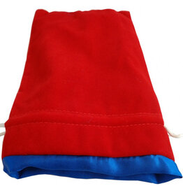 LARGE Red Velvet Dice Bag with Blue Satin Lining
