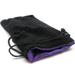 Dice Bag: Black Velvet Purple Satin Lined (Large)