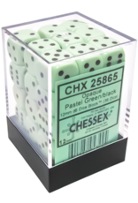 Chessex Opaque 12mm d6 Pastel Green/black Dice Block (36 dice)