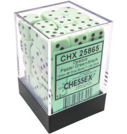 Chessex Opaque 12mm d6 Pastel Green/black Dice Block (36 dice)