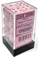 Chessex Opaque 16mm d6 Pastel Pink/black Dice Block (12 dice)