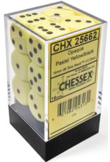 Chessex Opaque 16mm d6 Pastel Yellow/black Dice Block (12 dice)