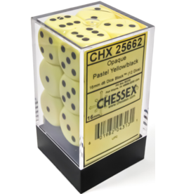 Chessex Opaque 16mm d6 Pastel Yellow/black Dice Block (12 dice)