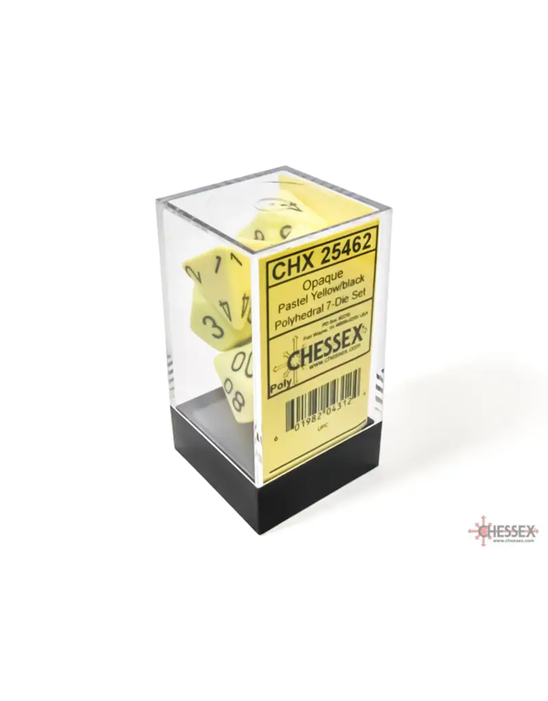 Chessex 7-Die Set Opaque Polyhedral Pastel Yellow/black