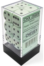 Chessex Opaque 16mm d6 Pastel Green/black Dice Block (12 dice)