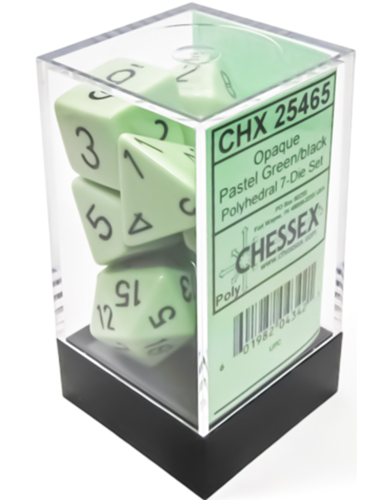Chessex Opaque Polyhedral Pastel Green/black 7-Die Set