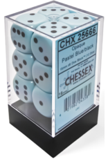 Chessex Opaque 16mm d6 Pastel Blue/black Dice Block (12 dice)