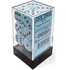 Chessex Opaque 16mm d6 Pastel Blue/black Dice Block (12 dice)