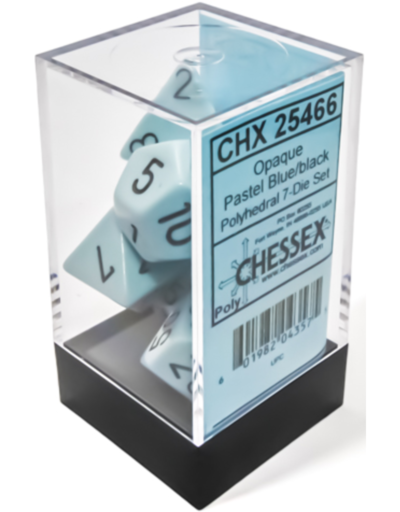 Chessex 7-Die SetOpaque Polyhedral Pastel Blue/black