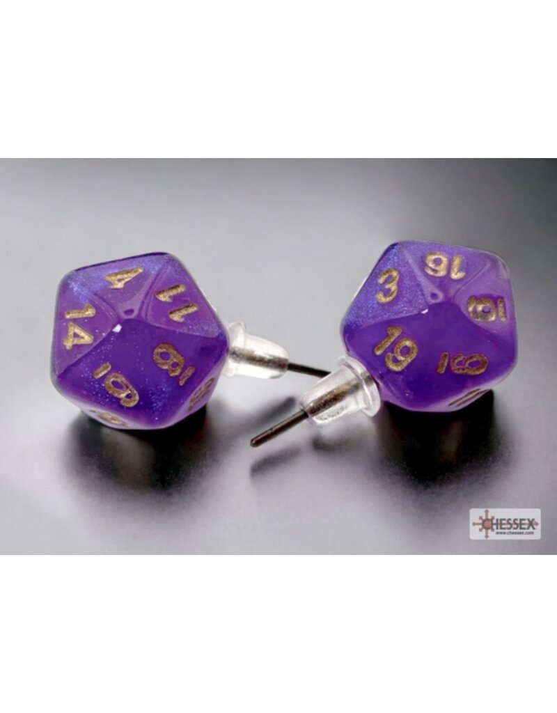 Chessex Chessex Stud Earrings Borealis Royal Purple/Gold