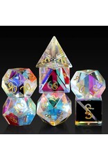 georgetown hobbies Glass Dice Set (7pcs) [Rainbow K9 Glass]