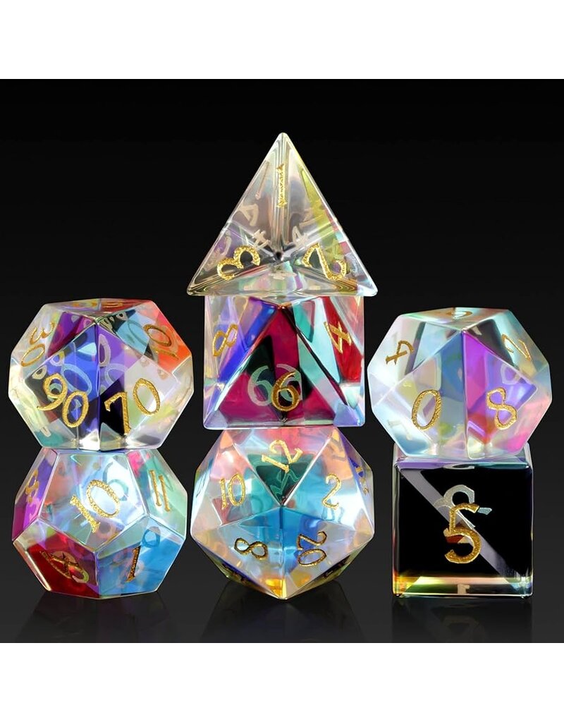 georgetown hobbies Glass Dice Set (7pcs) [Rainbow K9 Glass]