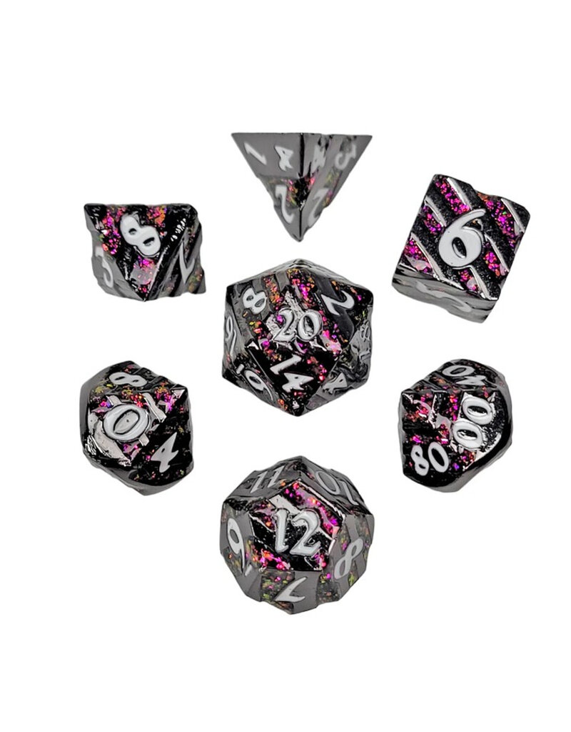 georgetown hobbies Metal & Enamel Dice Set (7pcs) (Sakura) [Black]