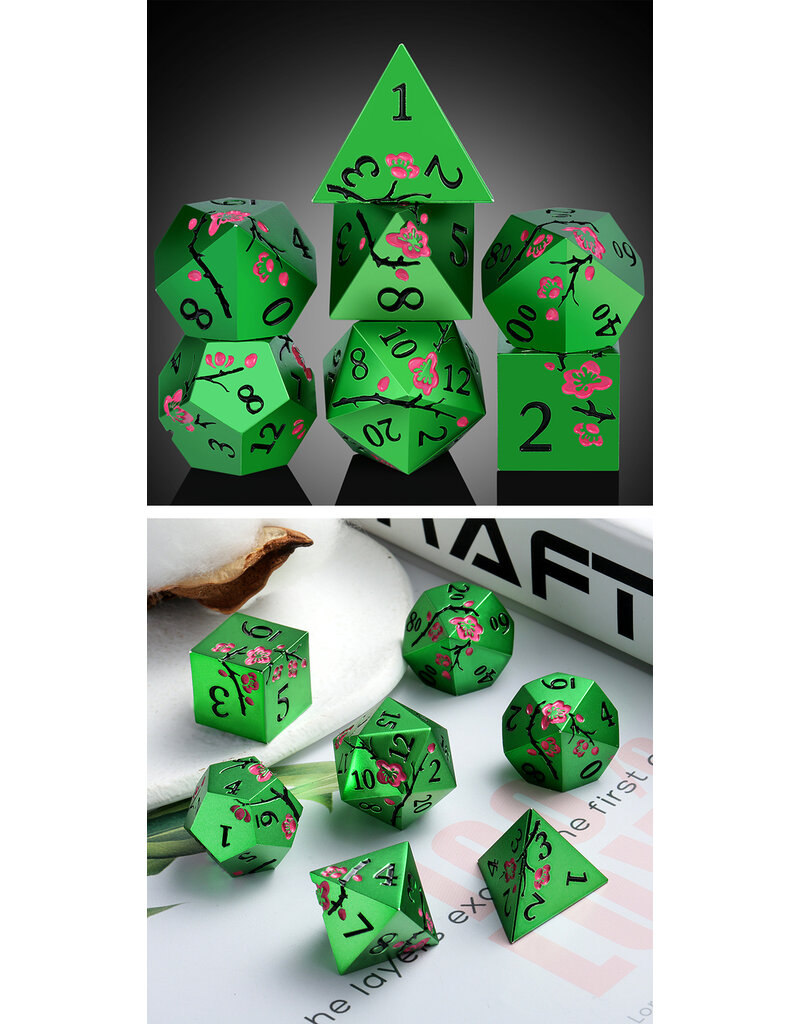 georgetown hobbies DAD656 Metal & Enamel Dice Set (7pcs) (Sakura) [Green]