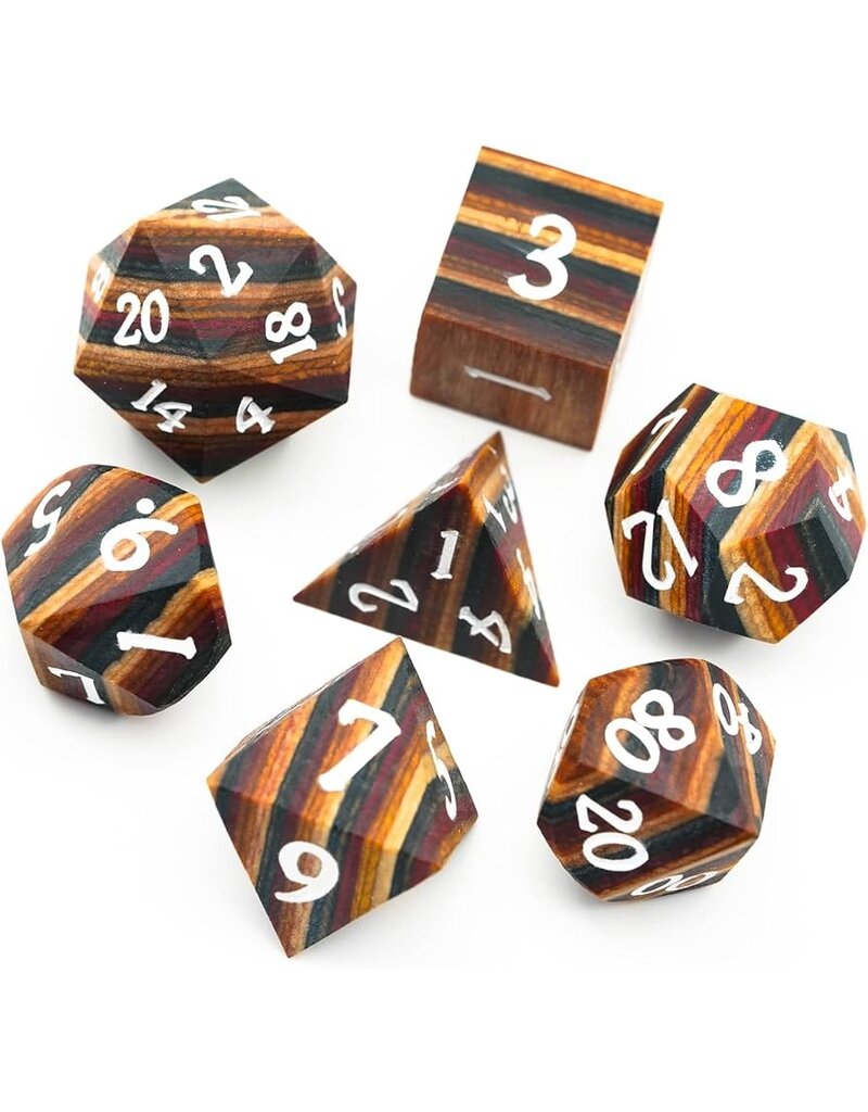 georgetown hobbies Wooden Dice Set (7pcs) [Rainbow Wood]