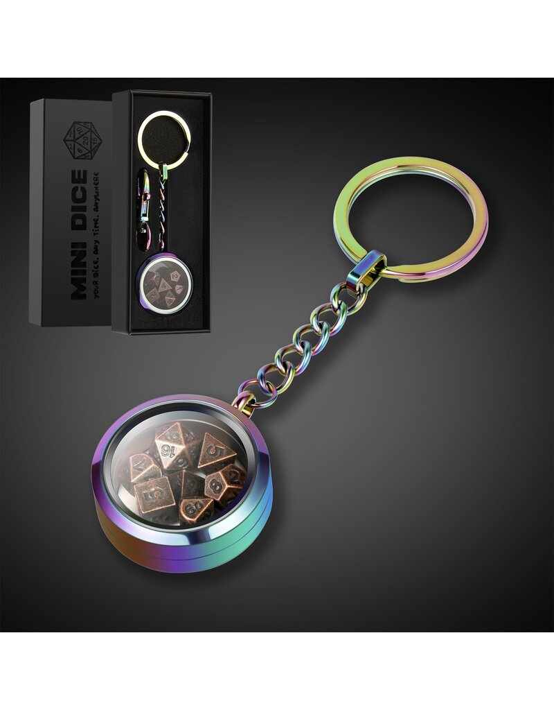 Mini Metal Dice Set Keychain [Iridescence]
