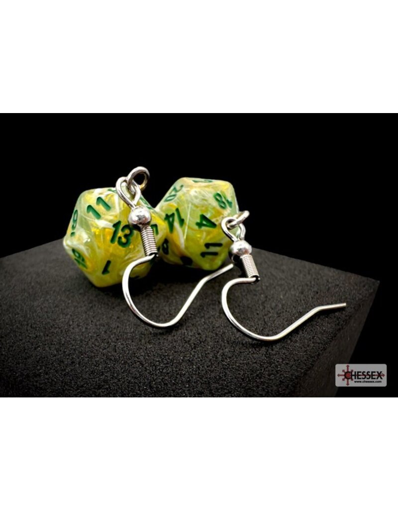 Chessex Chessex Hook Earrings Marble Green/dark green