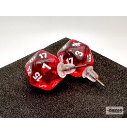 Chessex Chessex Dice Earrings Translucent Red/white
