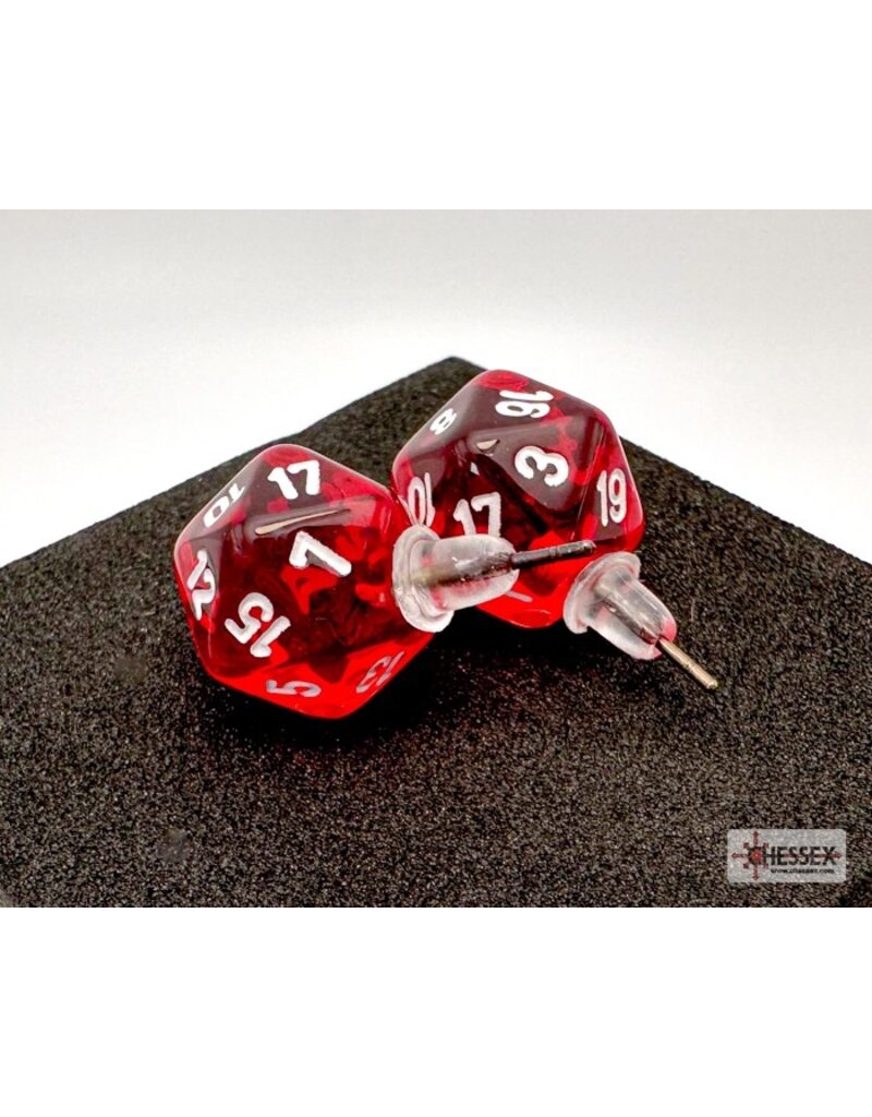 Chessex Chessex Dice Earrings Translucent Red/white