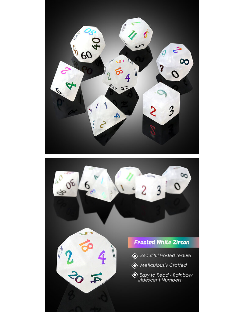 Dice Habit Glass Dice Set (7pcs) [Frosted White Zircon]