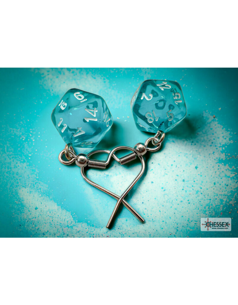 Chessex Chessex Hook Earrings Translucent Teal Mini d20
