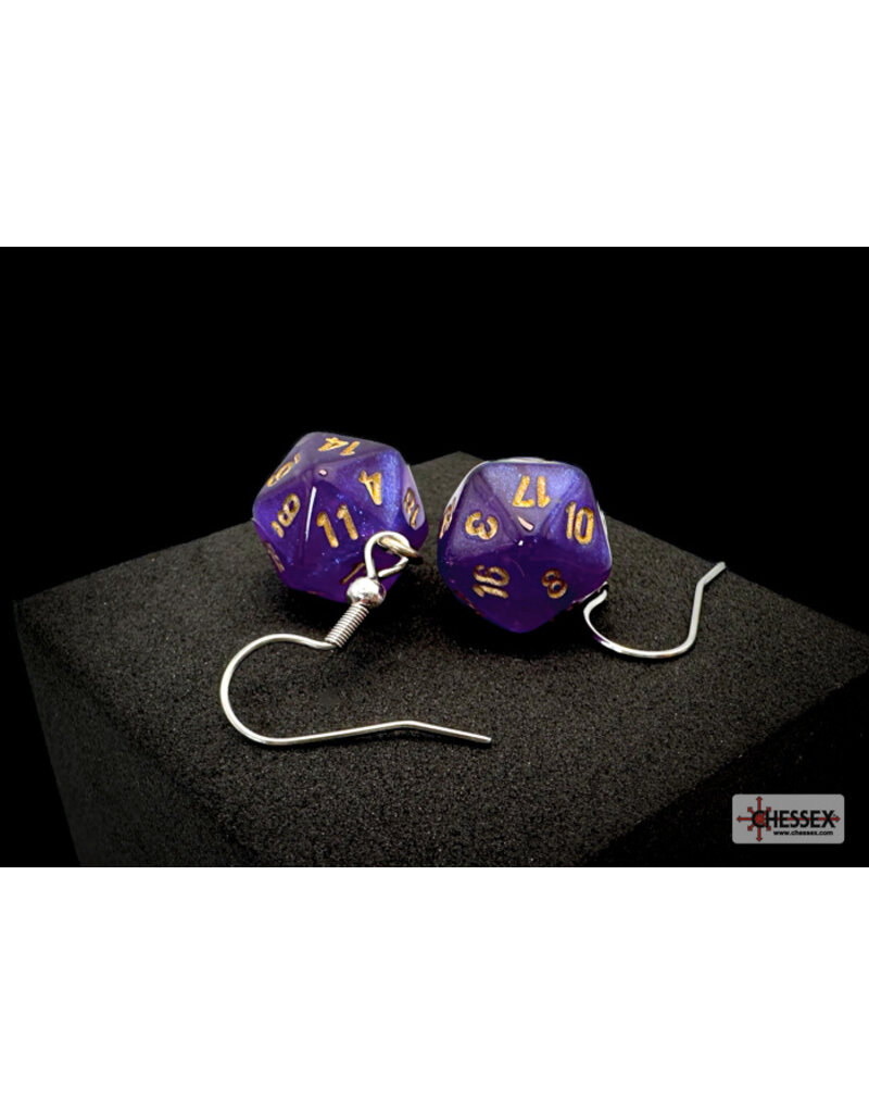 Chessex Chessex Hook Earrings Borealis Royal Purple Mini d20