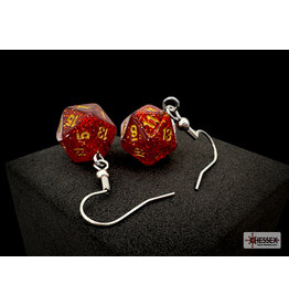 Chessex Chessex Earrings Glitter Ruby Mini d20