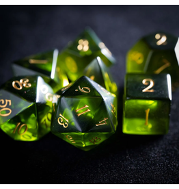 Dice Habit Faceted Glass Dice Set (7 Pcs) - Peridot