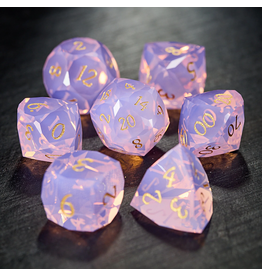 Dice Habit Faceted Glass Dice Set (7 Pcs) - Pink Diamond