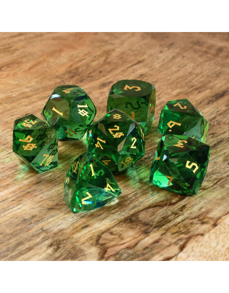 Dice Habit Faceted Glass Dice Set (7 Pcs) - Emerald