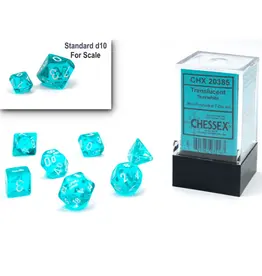 Chessex Translucent Mini 7 Die Set Teal/White