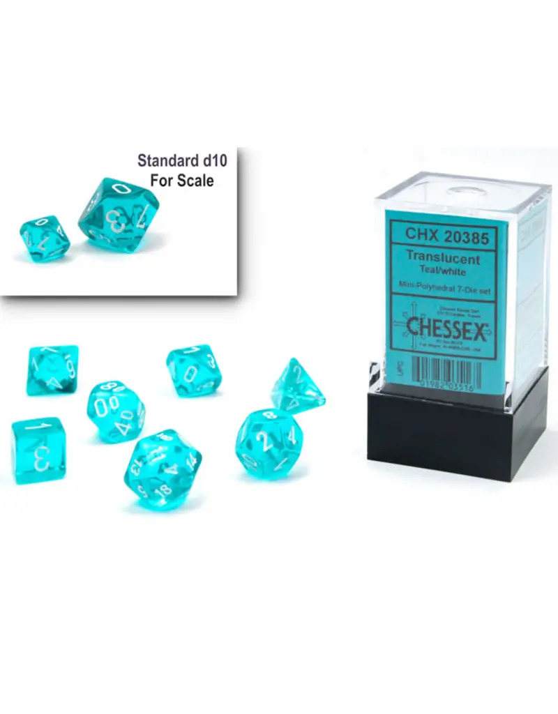 Chessex Translucent Mini 7 Die Set Teal/White