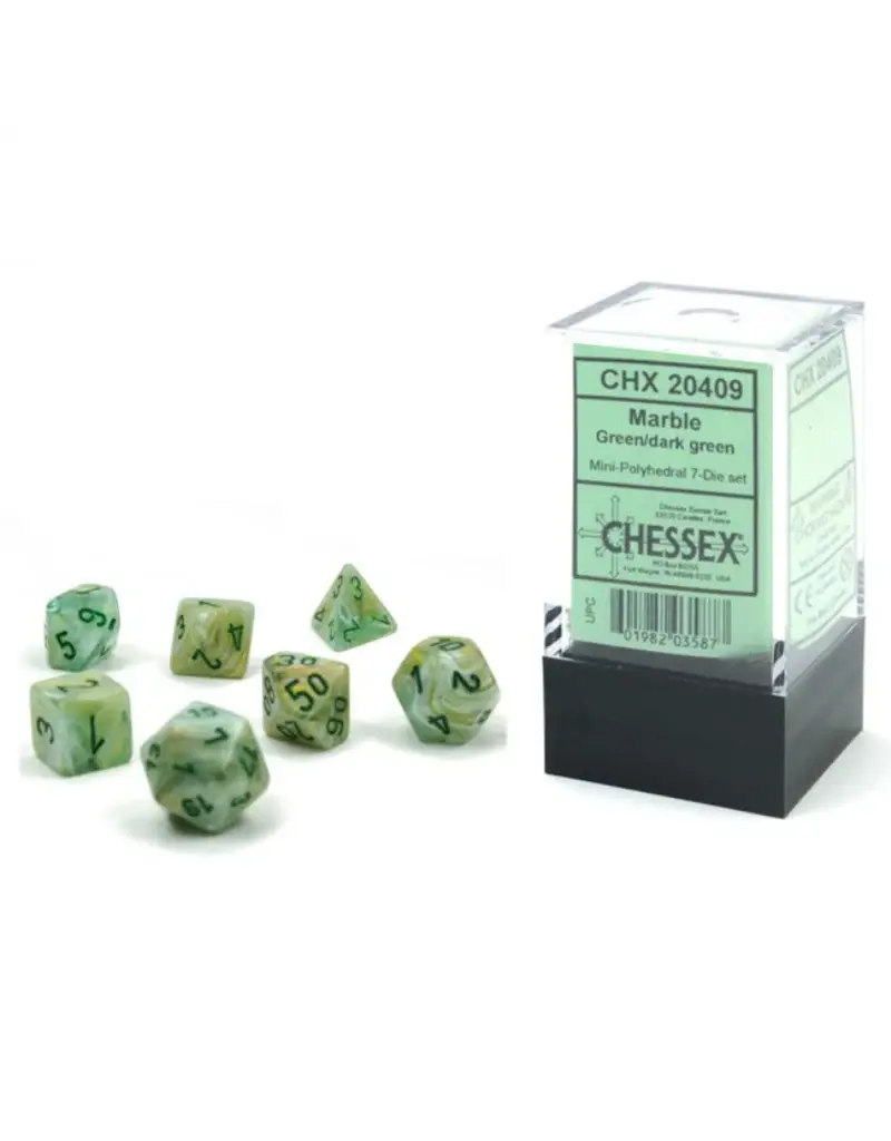 Chessex Marble Mini 7 Die Set Green/Dark Green